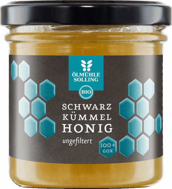 Schwarzkümmel Honig Schwarzkümmelöl in Kornblumenhonig im 180 g Glas 180 g mit Öl ungefiltert
