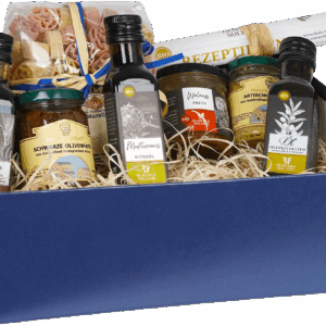Präsentbox Mediterrane Klassiker ausgewählte Spezialitäten für eine Reise ans Mittelmeer 1