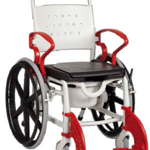 Rebotec Dusch-Toilettenrollstuhl Genf mit PU-Sitz mit PU-Duschsitz, speziell für Selbstfahrer