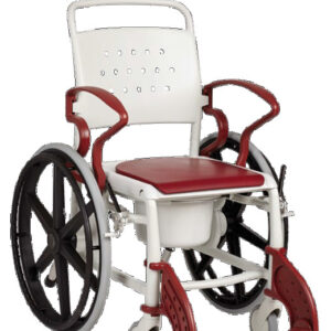 Rebotec Dusch-Toilettenrollstuhl Genf mit Brille mit Toilettenbrille, speziell für Selbstfahrer