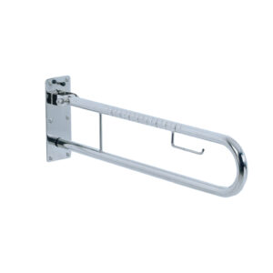 FRELU-Sicherheits-Stützklappgriff Edelstahl, mit Toilettenpapierhalter