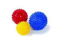 (AV)-SISSEL® Spiky-Ball (2er-Set) 8 cm gelb, 9 cm rot,10 cm blau