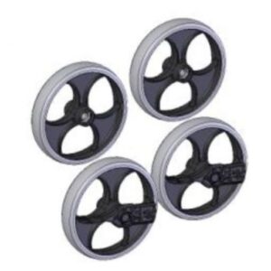 Radsatz komplett für Troja-Rollator 2 x Vorderräder, 2 x Hinterräder, Original TOPRO