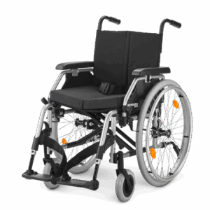 Meyra Eurochair 2 Rollstuhl Leichtgewicht inkl. Premium-Ausstattung, Sicherheitsgurt, Stützrollen, Stockhalter, Sitzkissen, bis 130kg Personengewicht