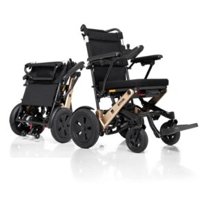 Erivo R10 -Hybrid- leichter und faltbarer Elektrorollstuhl + Schiebehilfe, HMV, mit 17km Reichweite, Bedienung für Fahrer und Zusatz Begleitsteuerung