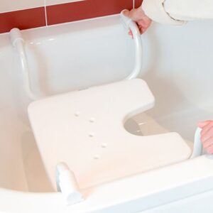 Russka Aluminium-Badewannensitz, Sitz zum einhängen in die Badewannen, Hygieneausschnitt, bis 130kg