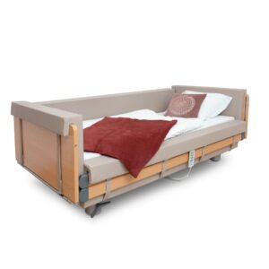 Burmeier Regia Gardo Protect Pflegebett, vollständig rundum gepolstert für Sicherheit + Komfort + Schutz, Niedrigbettfunktion und Höhenverstellung bis 80cm, extrem stabil bis 225kg