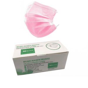 50er Pack Mund Nasen Maske ROSA, 3-lagig, mit Ohrschlaufen (kein Medizinprodukt)