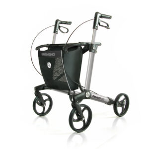Sunrise Medical Rollator Gemino 30 Titanium inklusive Stockhalter, Leichtgewicht-Rollator, Spar-Set Gehwagen (#3355)