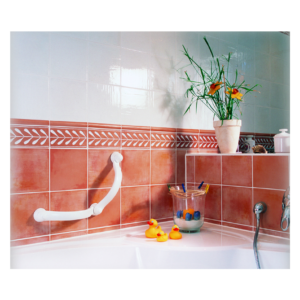 (AV) Rebotec Cascade Wandhaltegriff, Haltegriff robust und universell einsetzbar, Vollkunststoff, Ergogriff, weiß, 29cm (#1048)