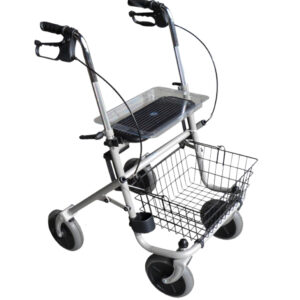 Duopack = 2 x Trendmobil Standard Rollator, faltbar, Rollator mit Korb, Tablett und Stockhalter, silber, bis 120kg