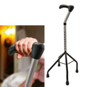 Vierfussgehhilfe, rechts & links verwendbar, anthrazit, höhenverstellbar 73-93cm, Vierfußgehstütze bis 100kg