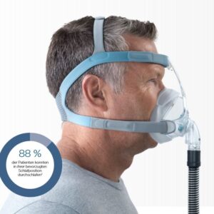 Fisher & Paykel Vitera Full Face Maske inkl. Ultra-Comfort RollFit™ XT-Maskenkissen, bequeme Passform, die sich dem Nasenrücken anschmiegt, atmungsaktives VentiCool Kopfband (#14858)