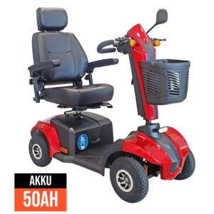 Kolja HMV Elektromobil, ÖPNV Scooter 6 km/h, Bright Red, Deltalenker und Kapitänssitz, 50Ah Akku, bis 160kg