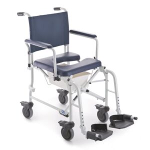 Invacare H263 Lima, Dusch- und Toilettenrollstuhl, faltbar, ideal auch als Reiseduschstuhl, nur 14kg, mit 5''-Rädern, alle Lenkrollen feststellbar, bis 135kg