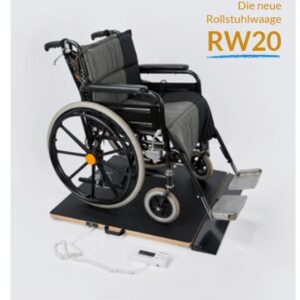 Elektronische Rollstuhlwaage RW-20 (bis 300kg) mit Kabelfernanzeige inkl. Auffahrrampe für manuelle oder elektrische Rollstühle (ungeeicht)