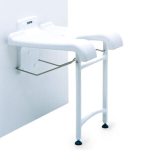 Invacare-Aquatec Sansibar Duschklappsitz, Duschsitz zur Wandmontage, mit Stützfüßen & Hygienausschnitt, bis 130kg