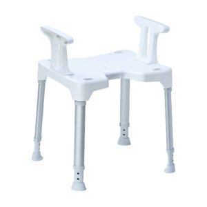 Dietz TAYO Duschhocker mit Armlehnen, HMV, weiß, Hygieneausschnitt,130kg belastbar