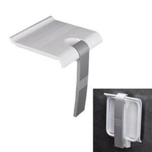 FRELU Duschklappsitz Duschsitz mit ausklappbarer Stütze Edelstahl, Fallsicherung, bis 150 kg belastbar