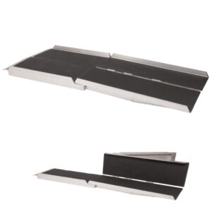 Rollstuhl Kofferrampe 180x76cm, belastbar bis 300kg, Rampe aus Aluminium, faltbar, mit Friktionsbelag