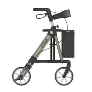 STYLUS BX Leichtgewichts-Rollator, HMV, Alu Leichtbau, Farbe Champagner, TPE-Räder, Rückengurt, Stockhalter, Einkaufstasche, nur 6.5kg, bis 150kg (#1235909)