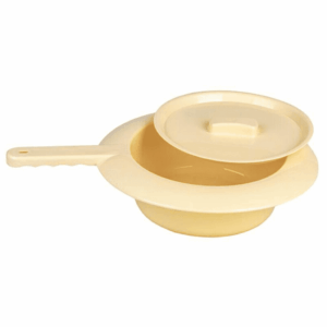 Stechbecken aus Polypropylen, Bettpfanne aus schlagkräftigem Kunststoff mit Deckel, 2L, bis 150kg belastbar