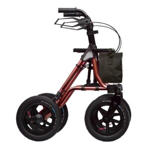 Dietz Taima XC Air Rollator rot, 12'' Luftbereifung, Alu-Leichtgewicht nur 9,1 kg, Stockhalter, Einkaufsnetz, Ankipphilfe, Reflektoren, bis 150kg