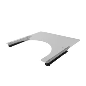 Therapietisch Kunststoff zum aufschieben für Standard-Rollstühle Sitzbreite 36-44cm, Stärke 6mm, transparent, Breite 58cm, Tiefe 59cm, Aussparung 30.5cm