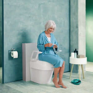Smart Fix Biomaster protected SilverLine, Toilettensitzerhöhung Anti-Bakteriell B-Protect, TSE mit Armlehnen 8/12/15cm einstellbar, bis 120kg, Smartfix Schnellmontage