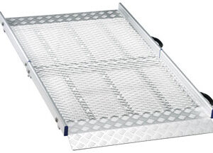 Feal BGR Allzweckrampe VR25, klappbar, Länge 250cm (130cm geklappt), bis zu 400kg, Innenbreite 82cm, Vollrampe aus extra stabilem Streckmetall, Gewicht 23kg, mit Griffen und Sicherheitsverriegelung