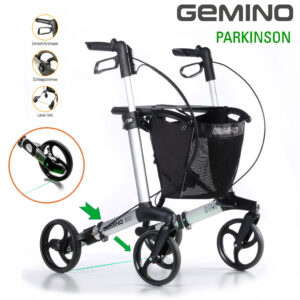 Gemino 30 Parkinson Aluminium Rollator mit Umkehrbremssystem, Laserlicht aktivierbar, Verlangsamungsbremse, bis 130kg