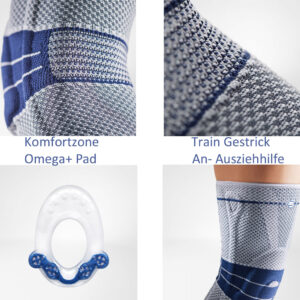 Bauerfeind GenuTrain Titan Silk, mit Silikonrand, Aktivbandage Kniegelenk, neue 8. Generation 2020, Train-Gestrick, Omega+ Pad, Komfortzone Kniekehle, hautfreundlich & atmungsaktiv
