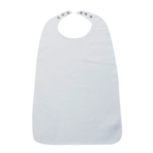 Suprima Ess-Schürze Frottee mit Druckknöpfen, weiß, feuchtigkeitsundurchlässig, leicht saugend. PU beschichtet, 5er-Set