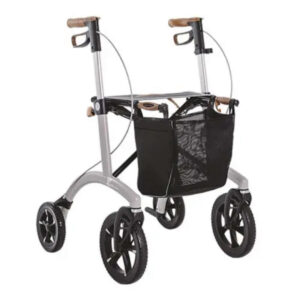 Saljol Alu Rollator niedrig, Pearl Grey, Kork Design, Aluminium Ultra Leichtgewicht Rollator, All-Terrain (Indoor + Outdoor), nur 6.4kg, bis 150kg