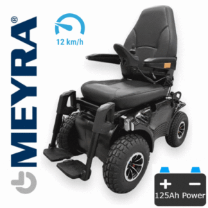 Meyra Optimus 2 NG Elektrorollstuhl, schwarz, frei geschaltet 15km/h, ERGOSTAR Sitzsystem, 125Ah, Batterien, R-Net LED Display, rechts
