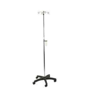Mobiler Infusionsständer (inkl. Abtropfglas), höhenverstellbar, 5 Doppelrollen, mit stabilem Kunststofffuß, bis 6kg belastbar