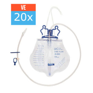 20x Bettbeutel 2L, geschlossenes Urindrainagesystem, Urinbeutel mit Schlauch 90cm, steril, 2000ml Volumen (unsere Mono Flo Alternative)