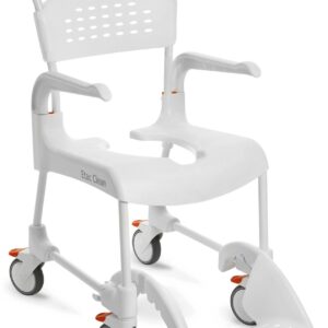 AKTION = Etac Clean 5'' (L) Schiebe Dusch- und Toilettenstuhl Aktionsset inkl. Halterung und Becken, 2 arretierbare Räder, weiss, SH55