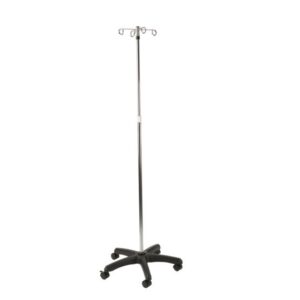 Mobiler Infusionsständer (ohne Abtropfglas), höhenverstellbar, 5 Doppelrollen, mit stabilem Kunststofffuß, bis 6kg belastbar