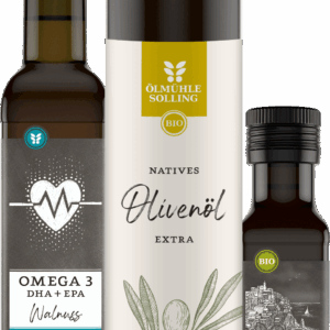 Basisöl Trio mediterran mit Omega 3 Öl, Olivenöl und Mediterranem Würzöl 250 ml, 500 ml, 100 ml