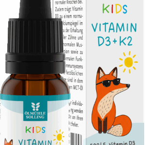 Vitamin D3 K2 Tropfen für Kinder mit MCT-Öl aus Bio-Kokosöl 10 ml