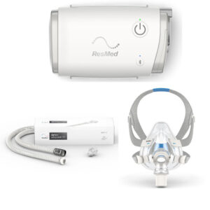 Resmed AirMini AutoSet inkl. F20 Set mit Maske & Schlauch, mobiles Therapiegerät mit Netzteil und Transportbeutel, AirMini APAP und CPAP Reisegerät (Komplettpreis) (#1235995)