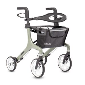 Excel Avensis Rollator, salbei-grün, Aluminium Leichtgewicht, mit verstellbarem Rückengurt, nur 6.1 kg