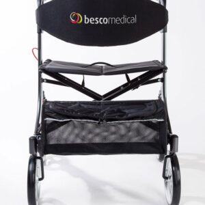 Bescomed Spring XL-L grau Leichtgewicht-Rollator, Rückengurt gepolstert, Sitzhöhe 60cm, Griffe 93-104cm, bis 240kg  (inkl. Endmontage)