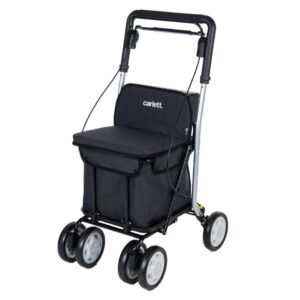 Carlett Einkaufstrolley Comfort Move, Vulkanschwarz, Einkaufshopper und Gehhilfe mit stabilem Sitz bis 130kg