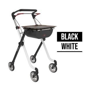 Rehasense Pixel Indoor Rollator, nur 5,2kg, schmale, spezielle funktionale Bauweise, PU-Softbereifung, black-white, bis 110kg belastbar