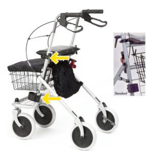 Stockhalter zum Rollator Standard, bestehend aus Körbchen und Clip, Rollator Gehhilfenhalter (#276)