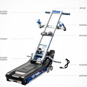 Sano Liftkar PT-R-130 Treppenraupe bis 130kg, die neue Modellserie für mehr Sicherheit, inkl. Kopfstütze & Beckengurt, Rollstuhltransport für gerade Treppen