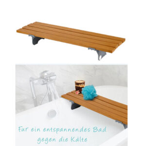 Badewannenbrett in Holzoptik, Kunststoff in Holzfarbe, stabil bis 136 kg