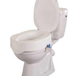 Toilettensitzerhöhung Rehotec mit Deckel, 7cm Höhe (extra niedrig), mit Halteklammern, bis 180kg